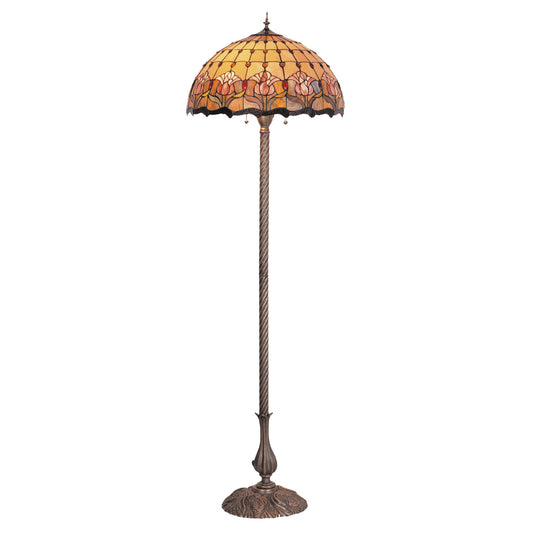 Red Tulip Stained Glass Floor Lamp Floor Lamp G&G Bros