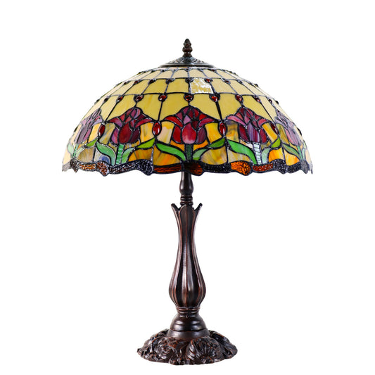 Red Tulip Stained Glass Table Lamp Table Lamp G&G Bros Large