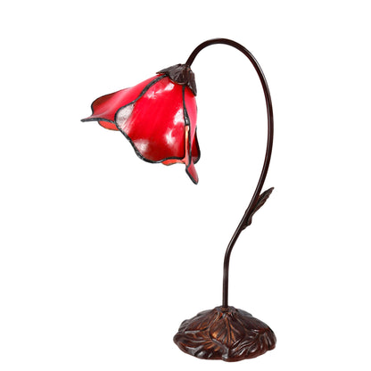 Orange Single Lotus Tiffany Stained Glass Table Lamp Table Lamp G&G Bros Red