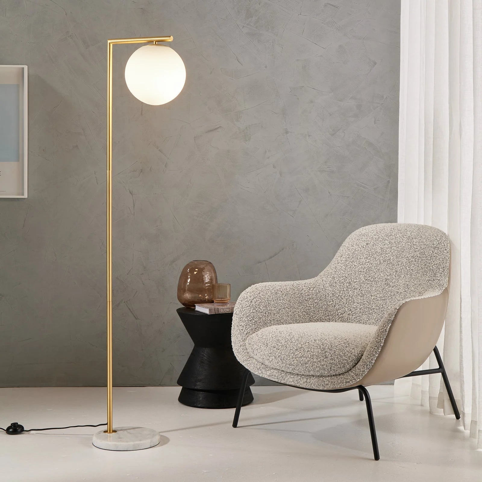 Remi Marble Base Floor Lamp - Antique Brass Floor Lamp Mayfield Lighting