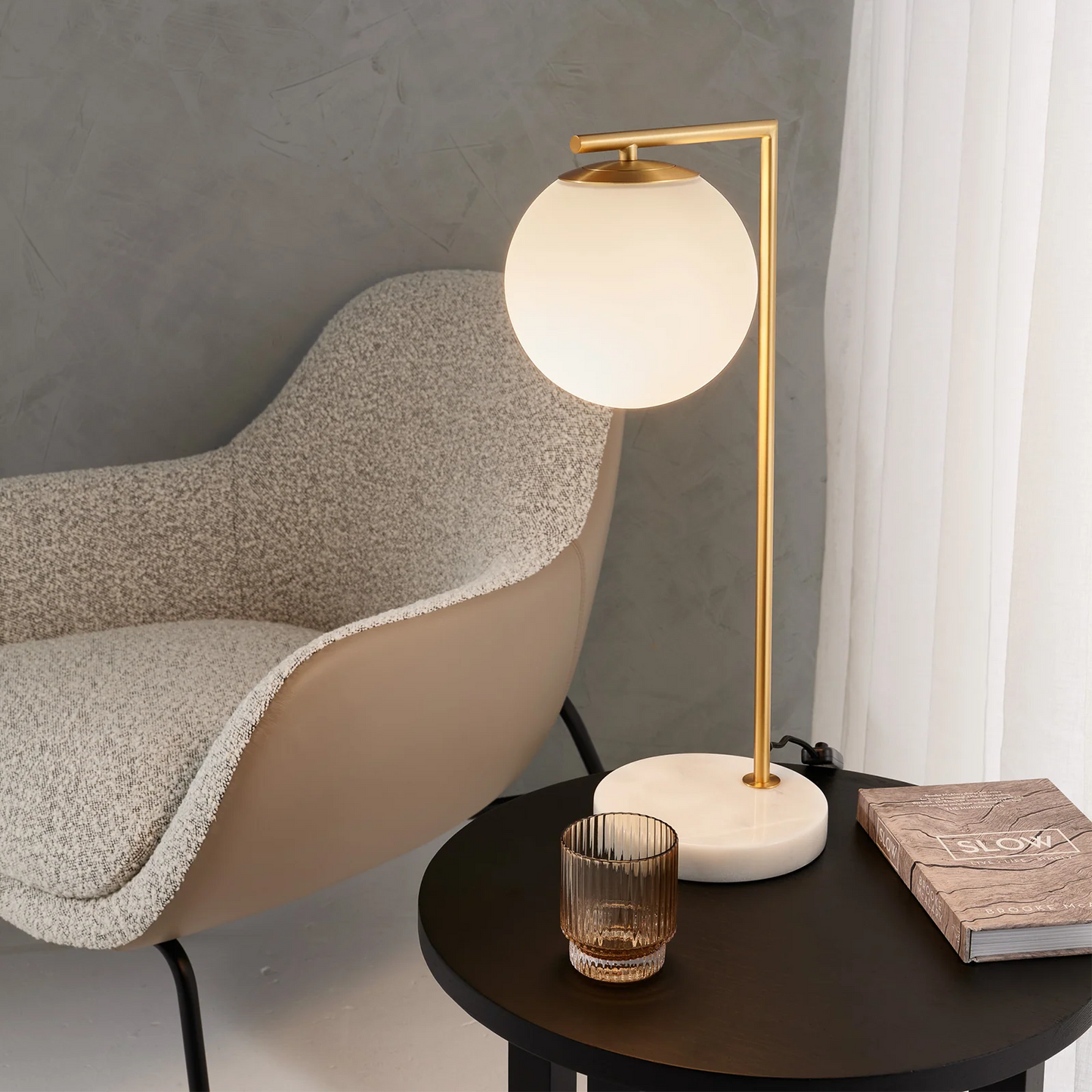 Remi Marble & Glass Table Lamp - Brass Table Lamp Mayfield Lighting