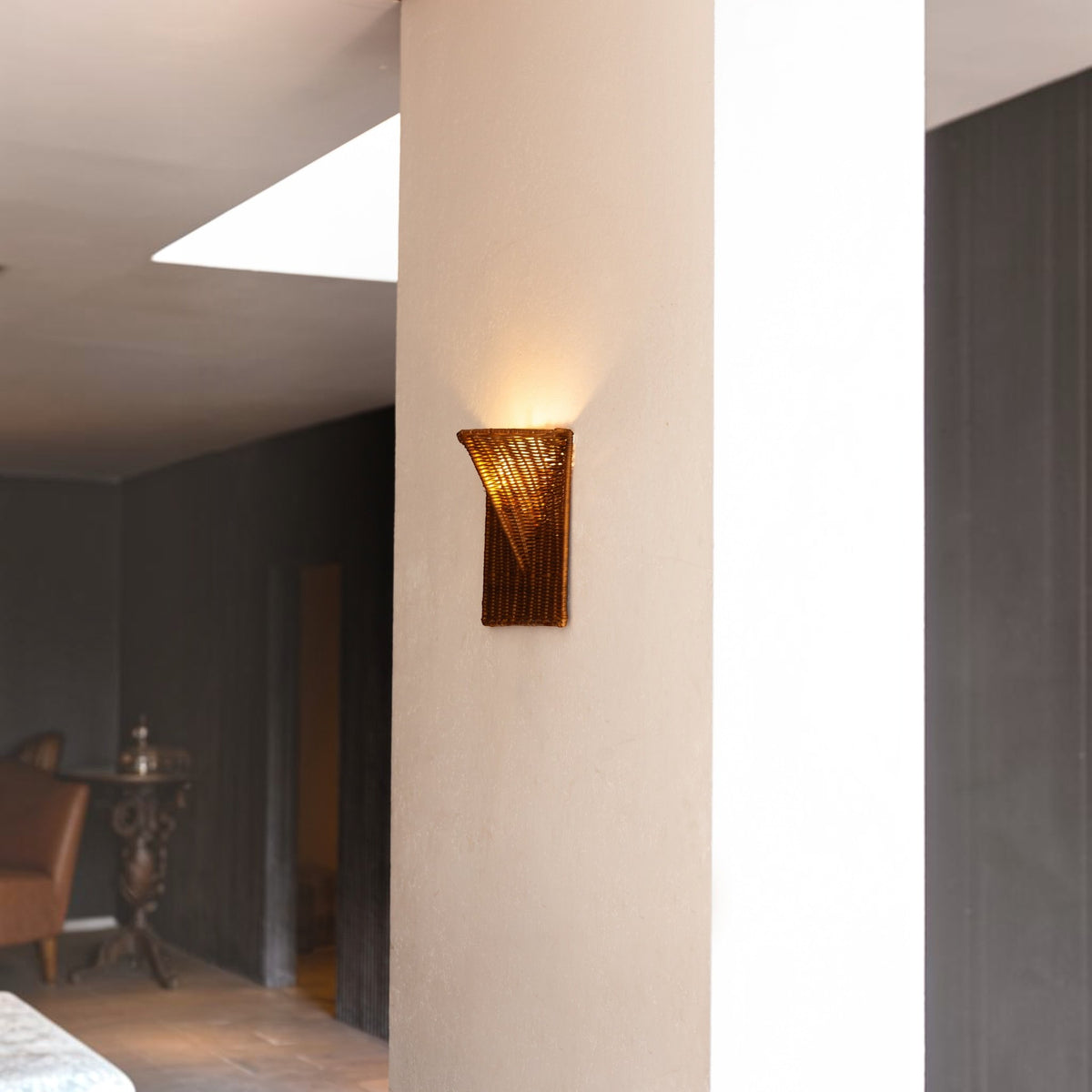 Roma Woven Rattan Wall Sconce - Brown Wall Light Gypset Cargo