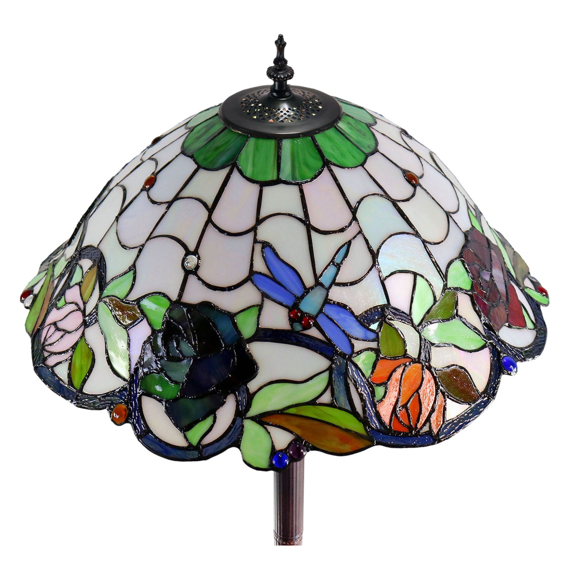 Rose & Dragonfly Stained Glass Floor Lamp Floor Lamp G&G Bros