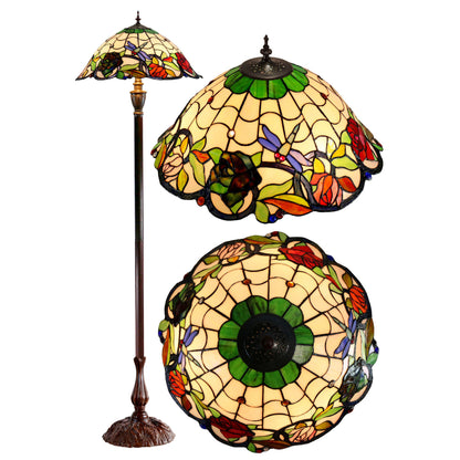 Rose & Dragonfly Stained Glass Floor Lamp Floor Lamp G&G Bros