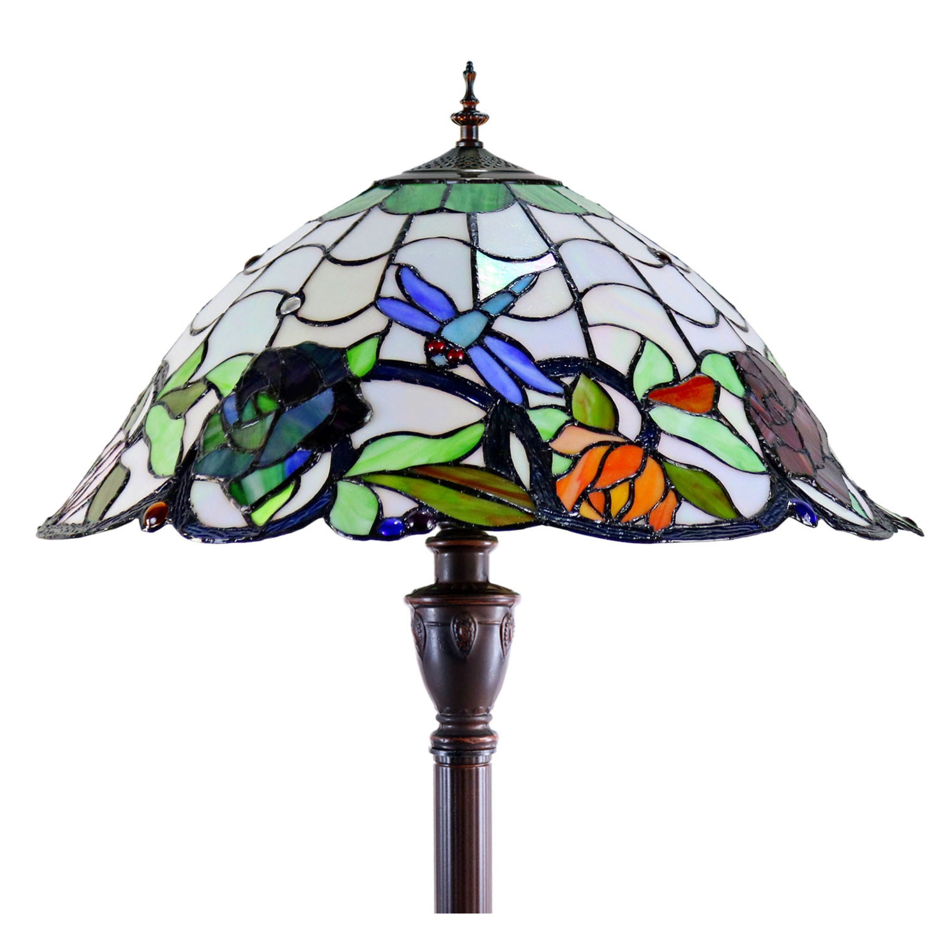 Rose & Dragonfly Stained Glass Floor Lamp Floor Lamp G&G Bros