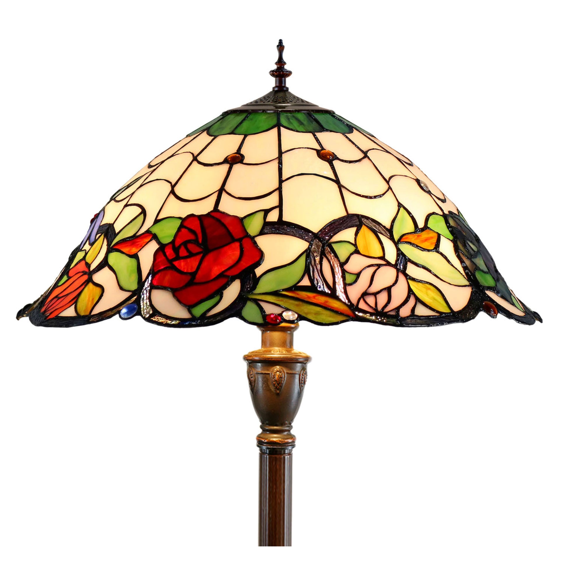 Rose & Dragonfly Stained Glass Floor Lamp Floor Lamp G&G Bros