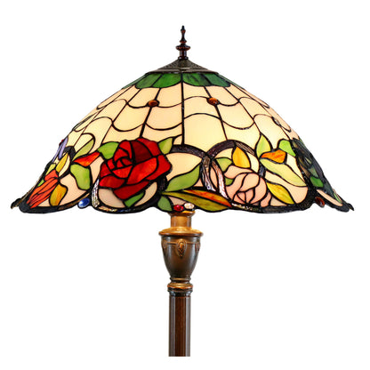 Rose & Dragonfly Stained Glass Floor Lamp Floor Lamp G&G Bros