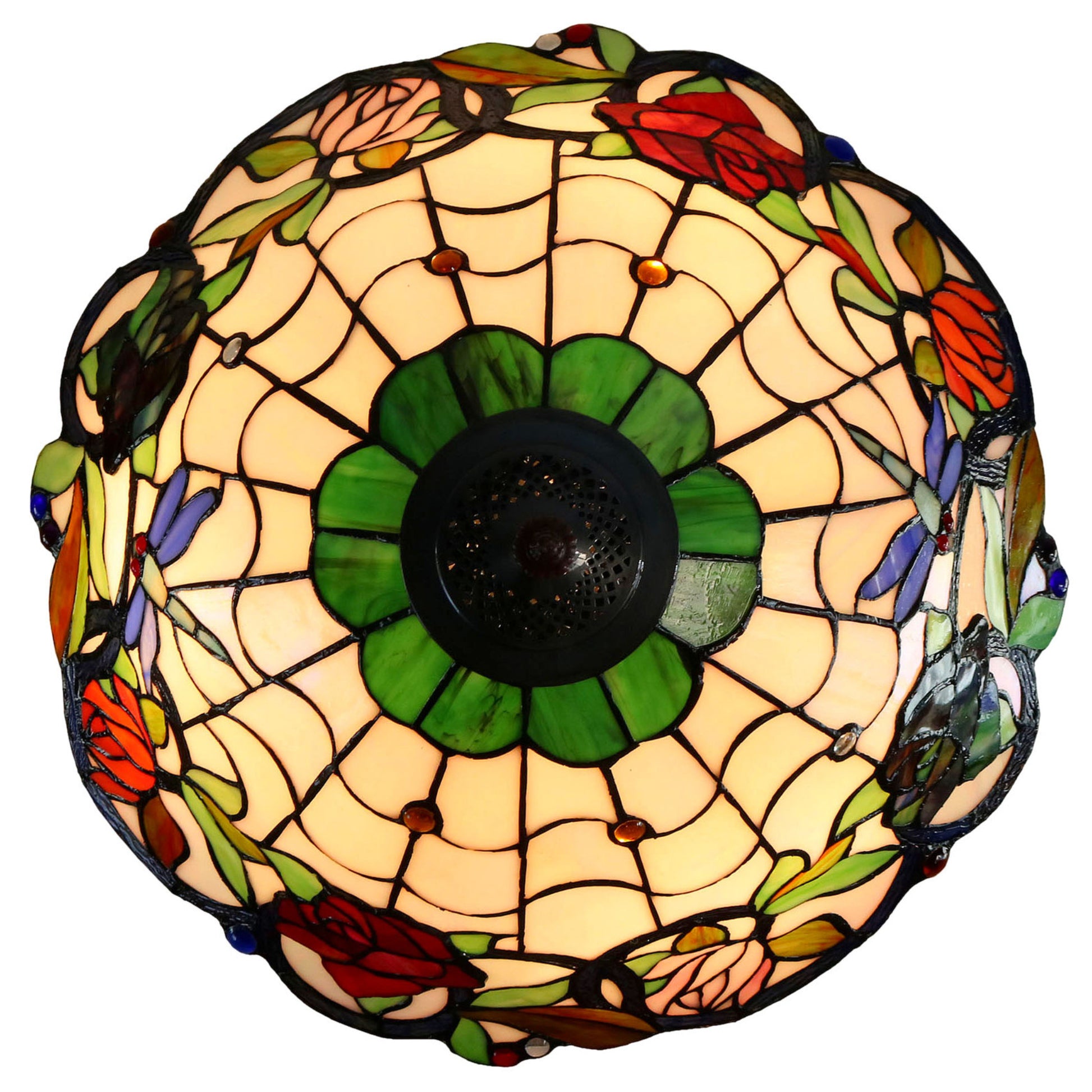 Rose & Dragonfly Stained Glass Floor Lamp Floor Lamp G&G Bros