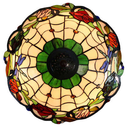 Rose & Dragonfly Stained Glass Floor Lamp Floor Lamp G&G Bros