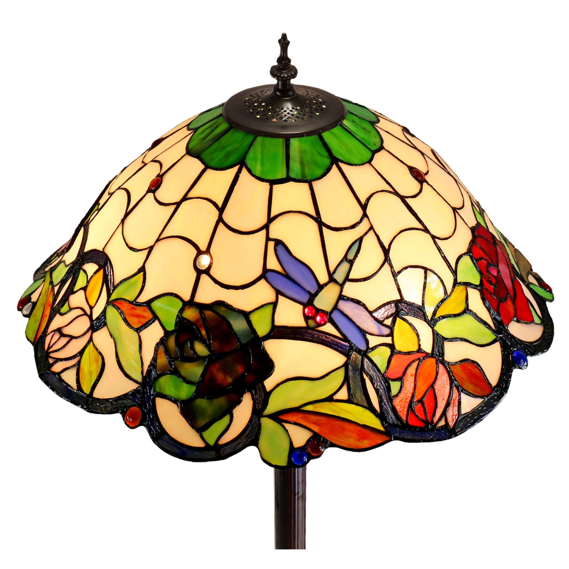 Rose & Dragonfly Stained Glass Floor Lamp Floor Lamp G&G Bros