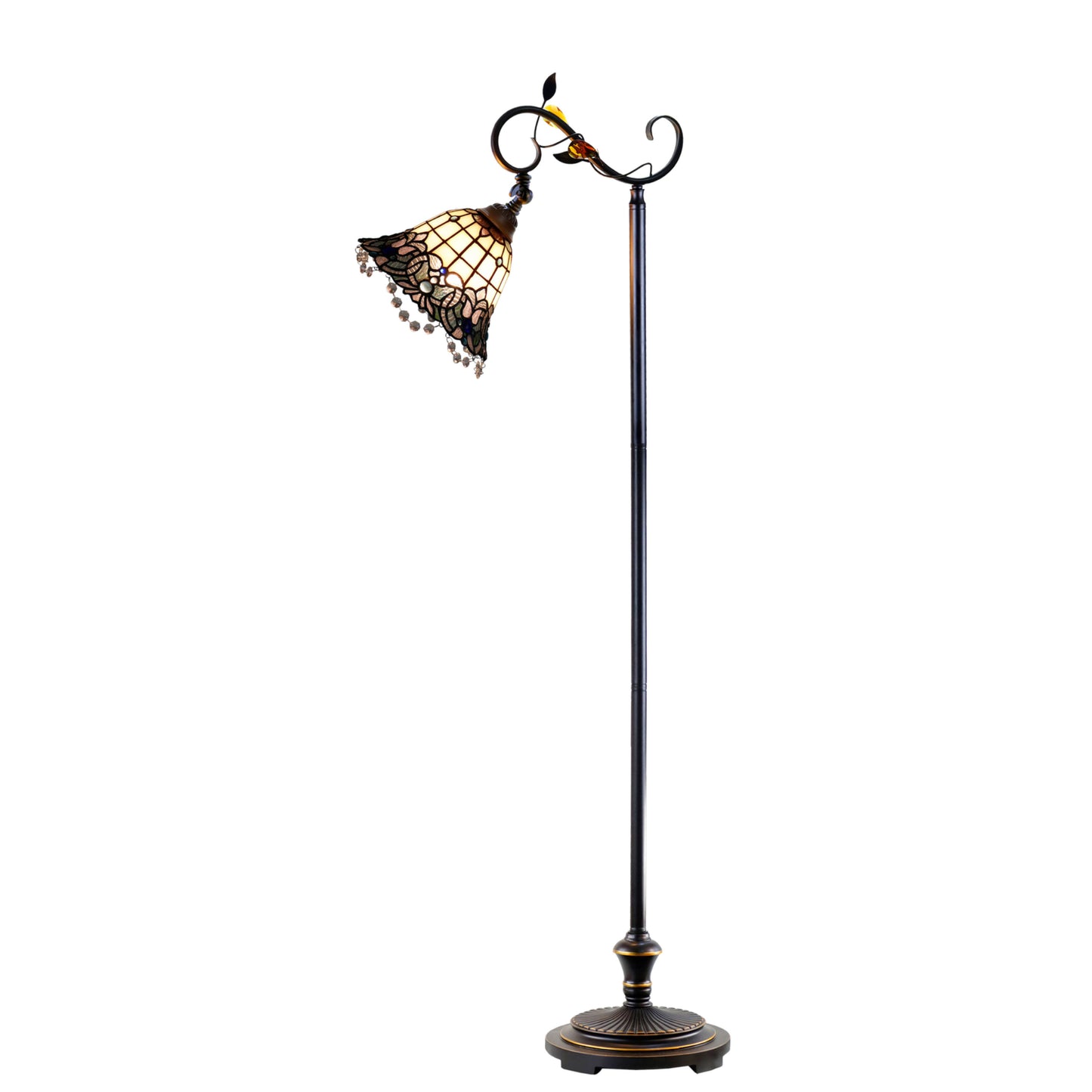Shelby Botanical Gooseneck Stained Glass Floor Lamp Floor Lamp G&G Bros