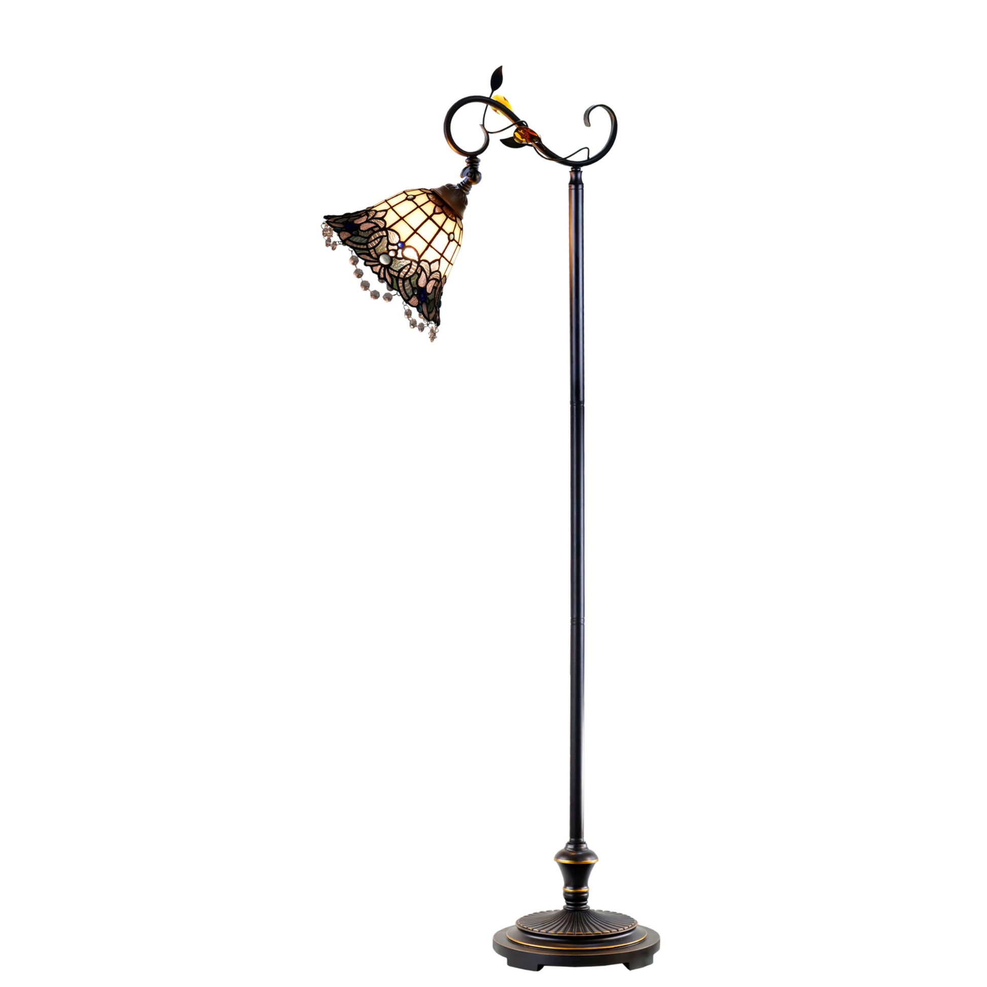 Shelby Botanical Gooseneck Stained Glass Floor Lamp Floor Lamp G&G Bros