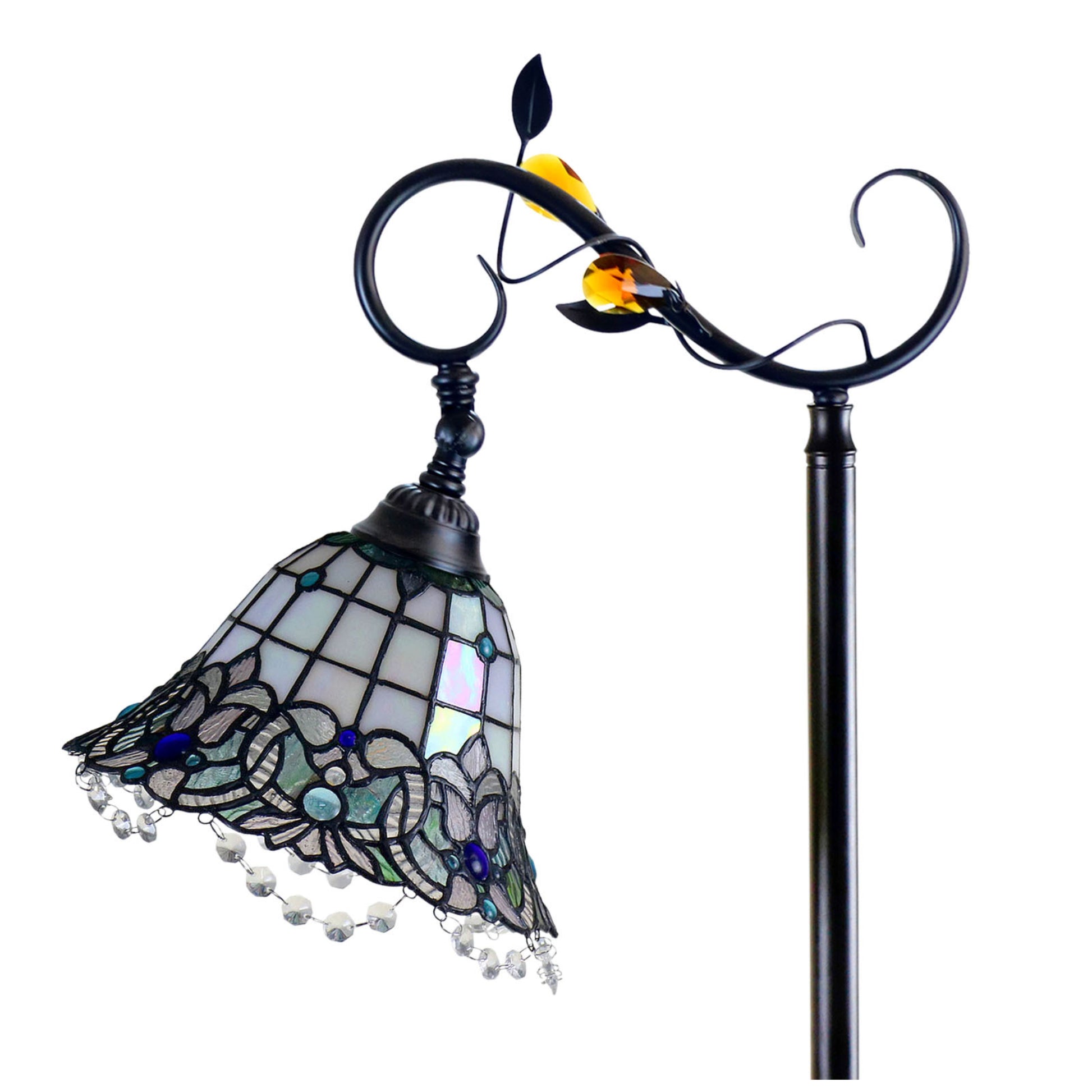 Shelby Botanical Gooseneck Stained Glass Floor Lamp Floor Lamp G&G Bros