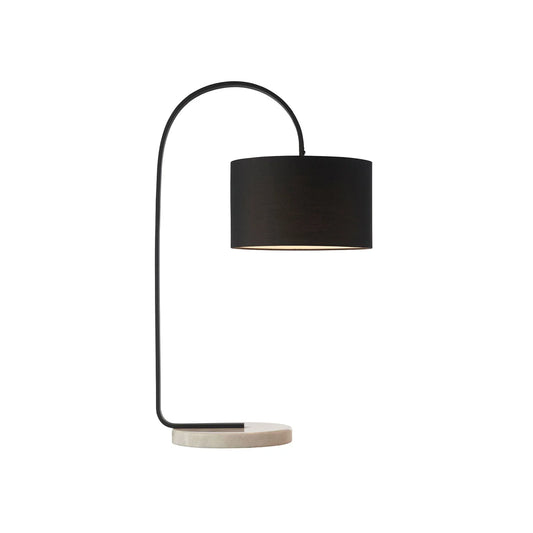 Silas White Marble Table Lamp - Satin Black Table Lamp Mayfield Lighting