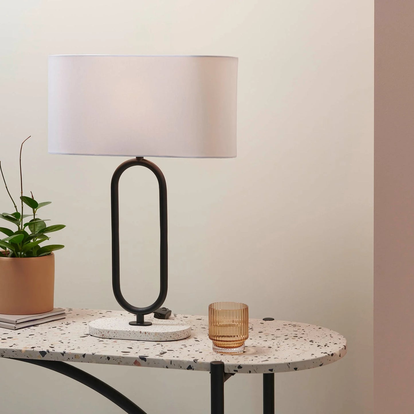 Soho Terrazzo Oval Table Lamp - Satin Black Table Lamp Mayfield Lighting