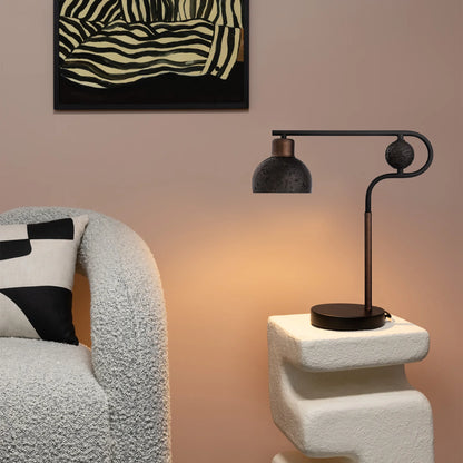 Solaris Travertine Table Lamp - Black & Bronze Table Lamp Mayfield Lighting