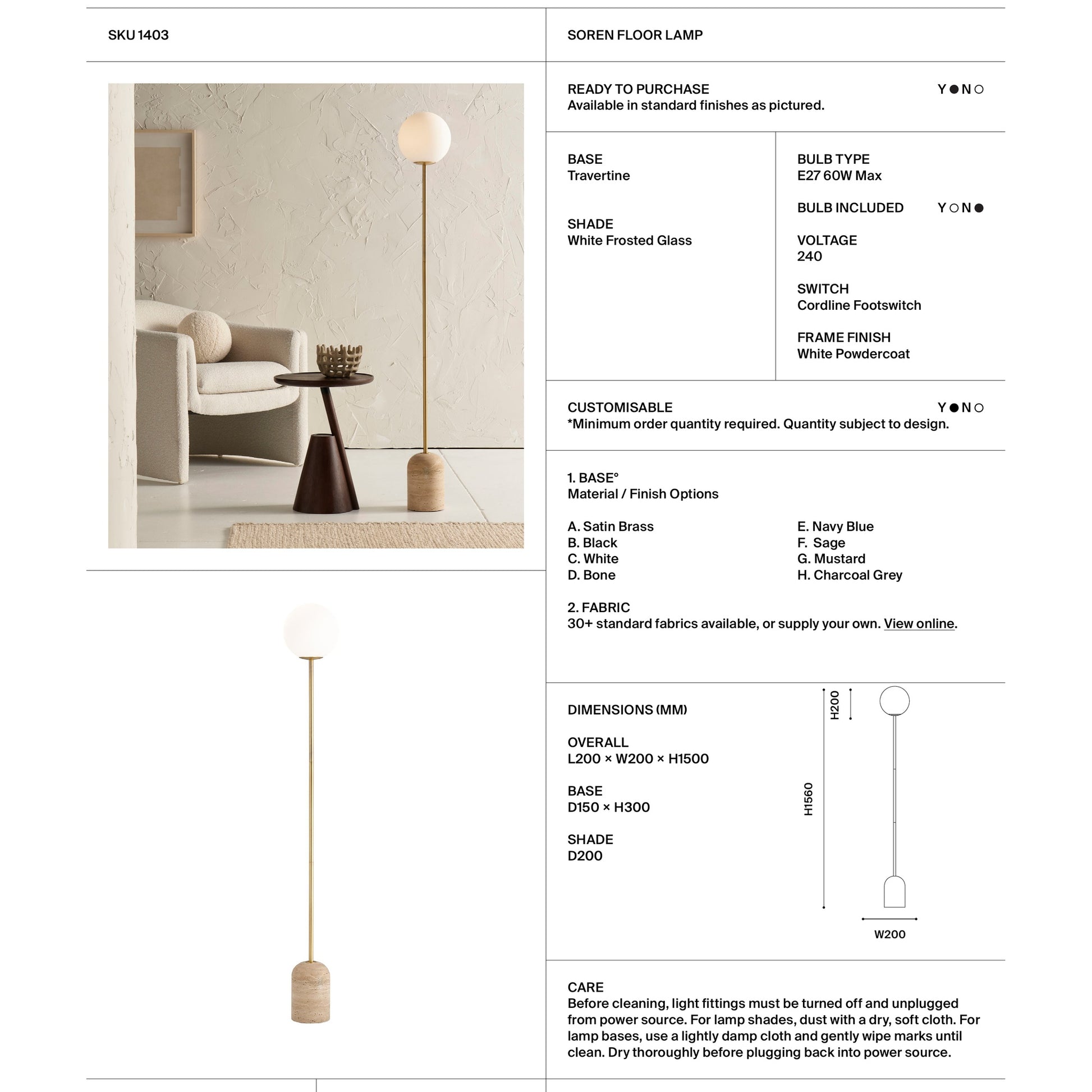 Soren Travertine Floor Lamp - Travertine Floor Lamp Mayfield Lighting