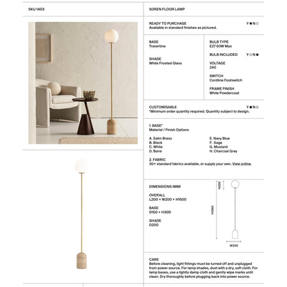 Soren Travertine Floor Lamp - Travertine Floor Lamp Mayfield Lighting