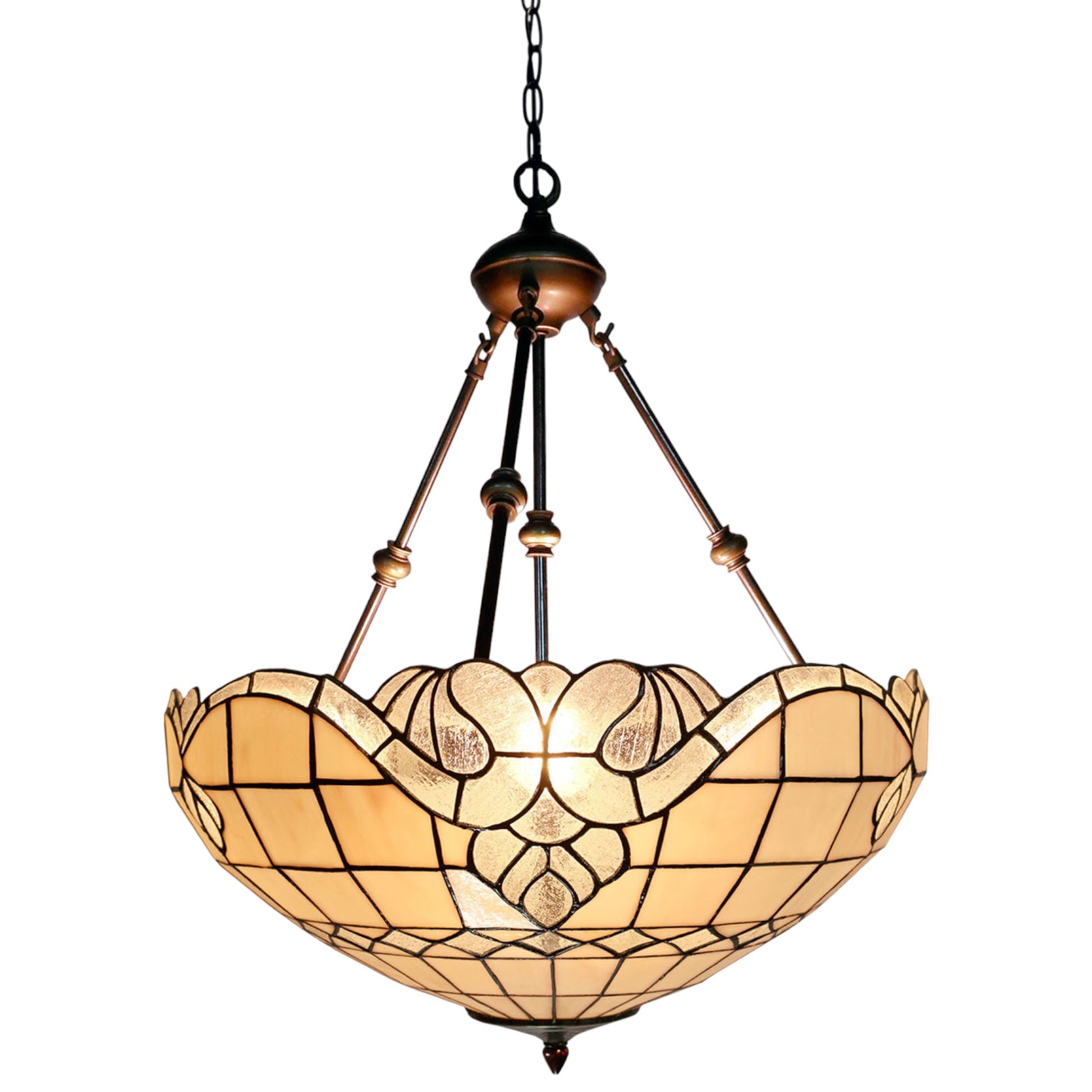 Tiffany Vienna 3-Arm Stained Glass Pendant Light Pendant Light G&G Bros   