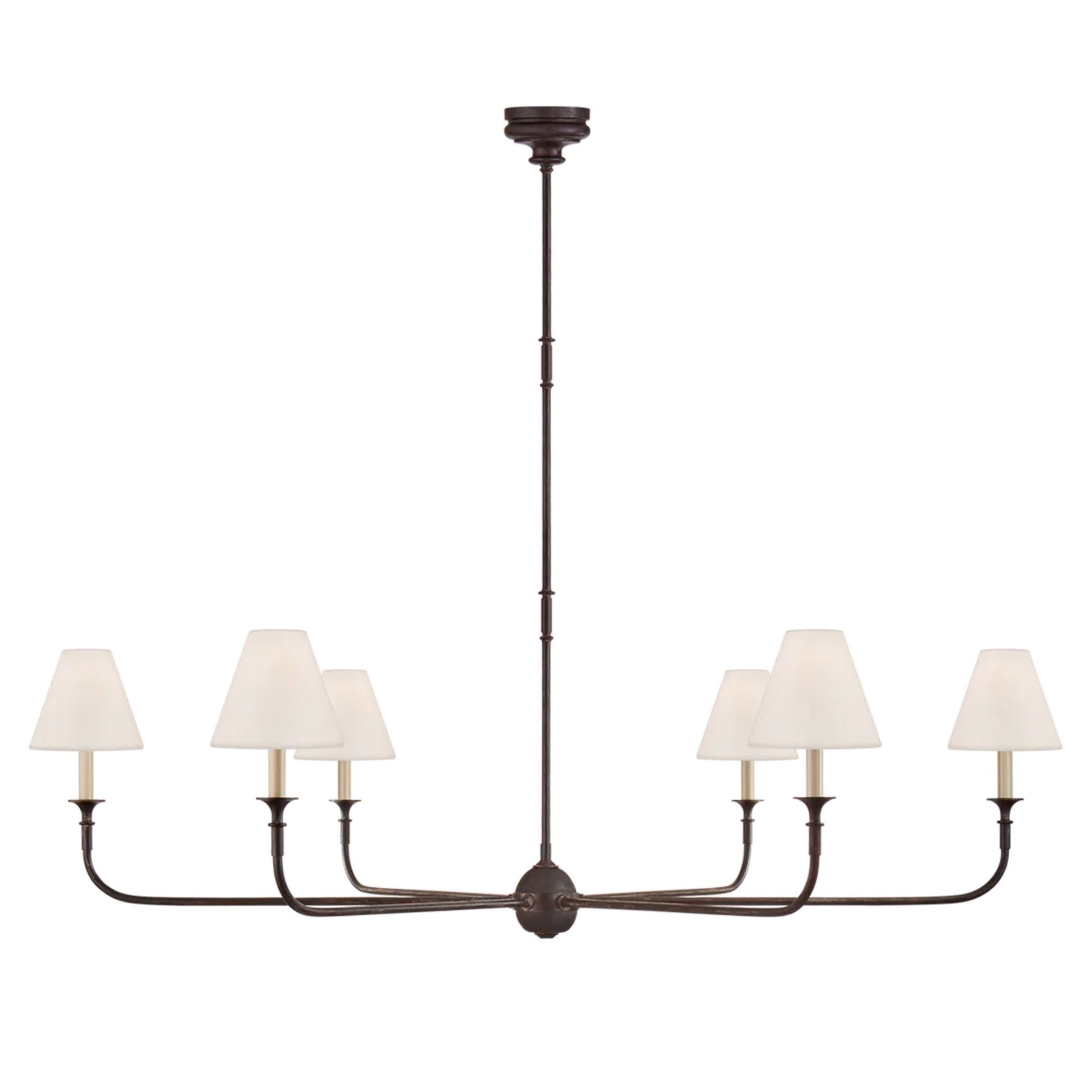 Thomas O'Brien Piaf Grande Chandelier - Aged Iron and Ebonized Oak Pendant Light Bloomingdales Lighting Aged Iron Grande 
