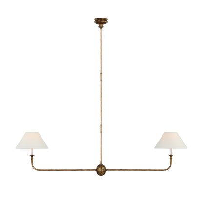 Thomas O'Brien Piaf Large Two-Light Linear Pendant Light - Aged Iron with Ebonized Oak Pendant Light Bloomingdales Lighting Gild  