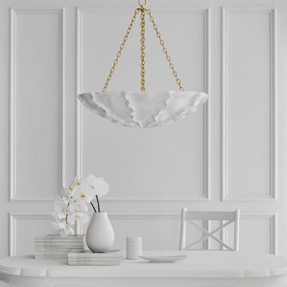 AERIN Benit Sculpted Shell Chandelier - Plaster White Pendant Light Bloomingdales Lighting   