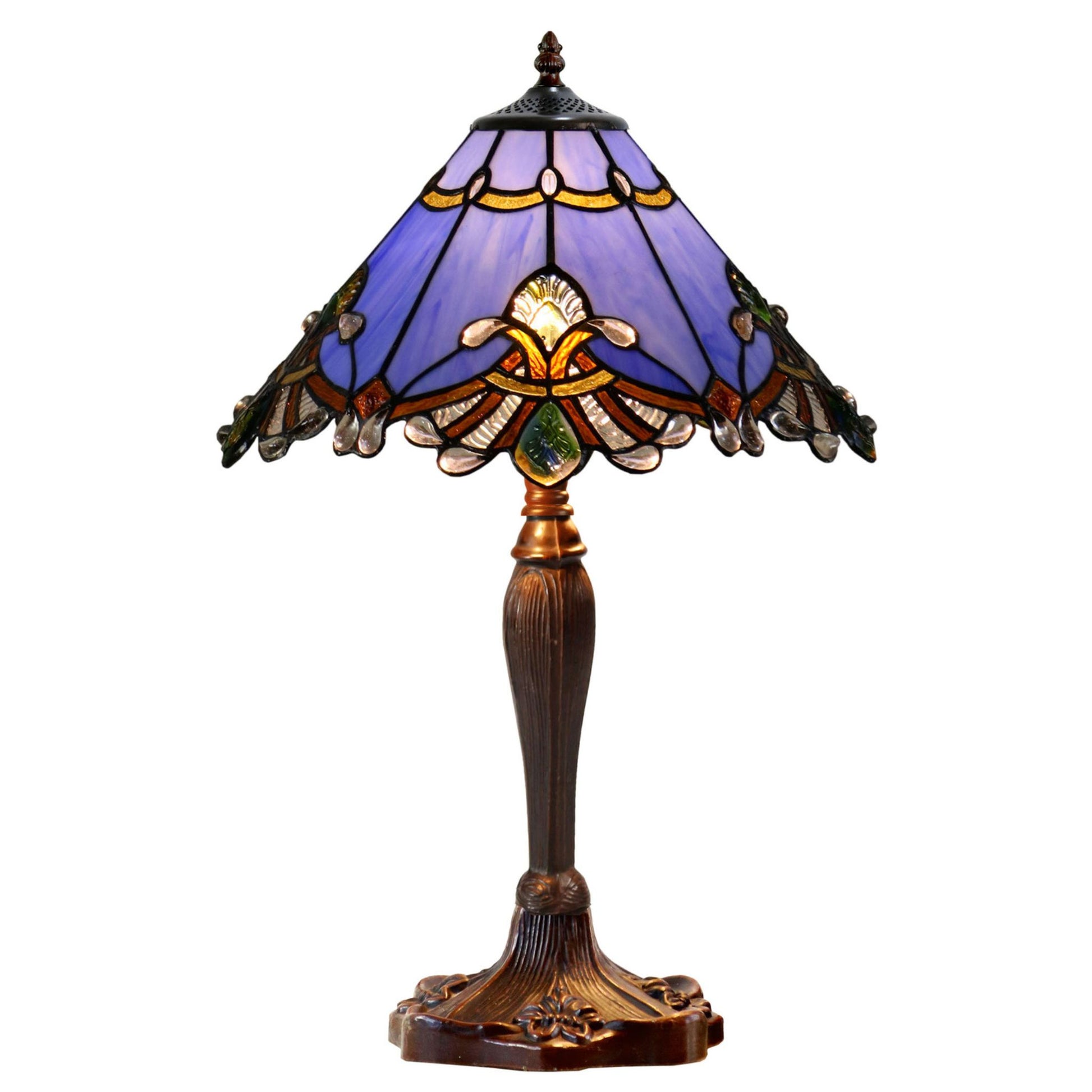 Benita Periwinkle Stained Glass Table Lamp Table Lamp G&G Bros Medium