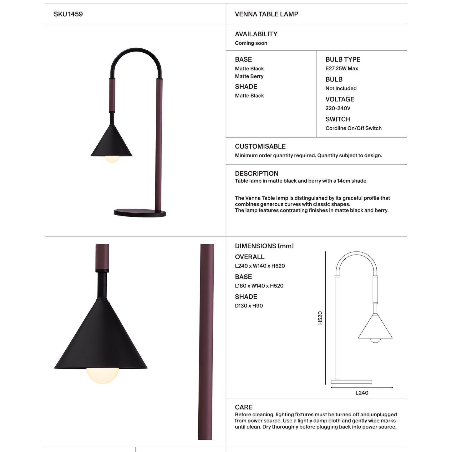 Venna Curved Table Lamp Table Lamp Mayfield Lighting