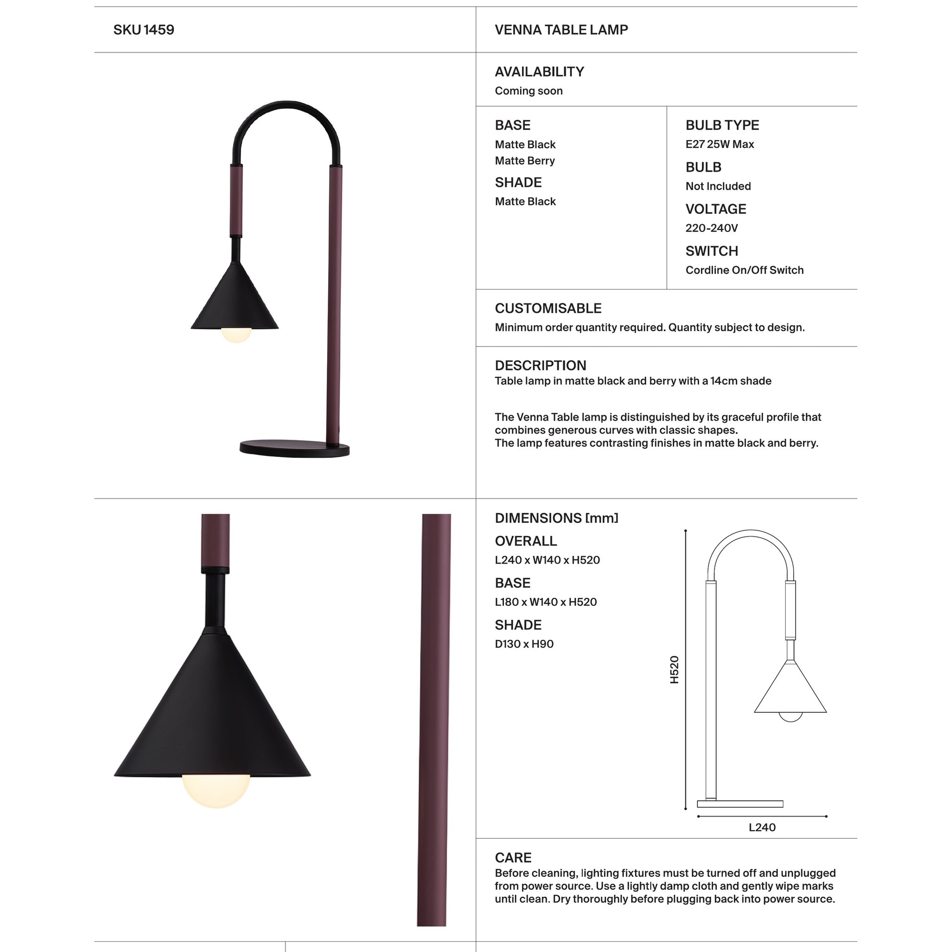 Venna Curved Table Lamp Table Lamp Mayfield Lighting