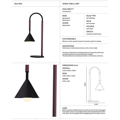 Venna Curved Table Lamp Table Lamp Mayfield Lighting