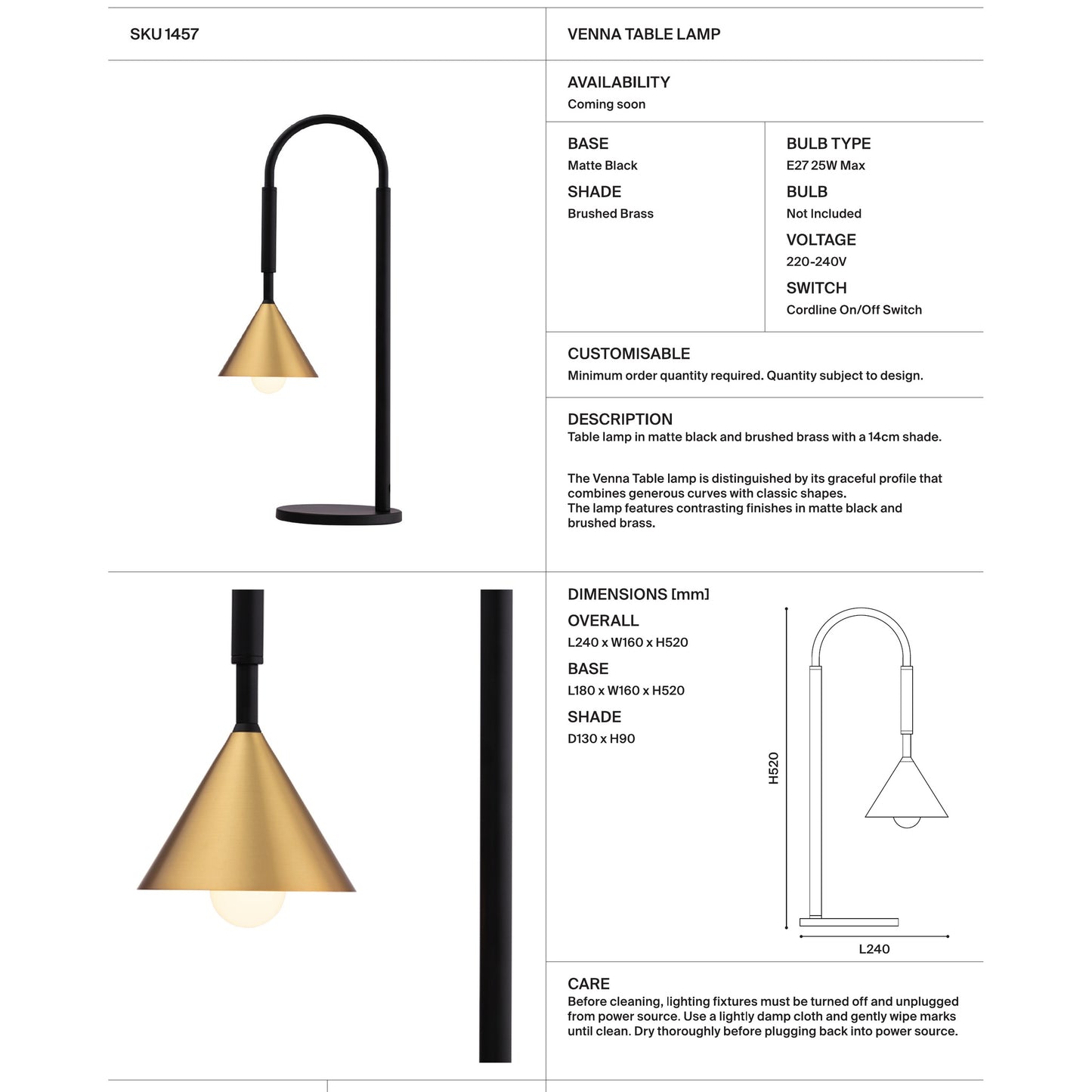 Venna Curved Table Lamp Table Lamp Mayfield Lighting
