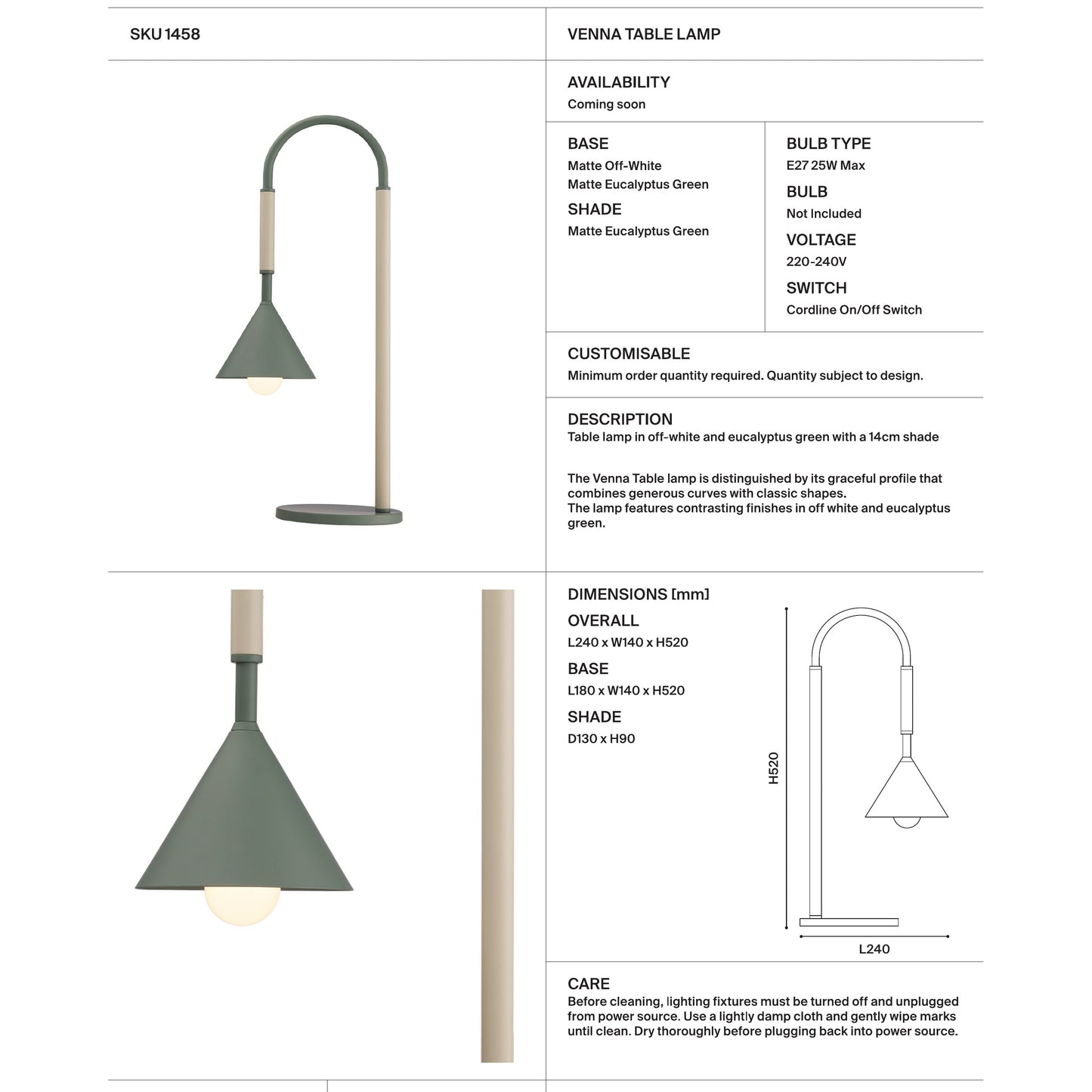 Venna Curved Table Lamp Table Lamp Mayfield Lighting