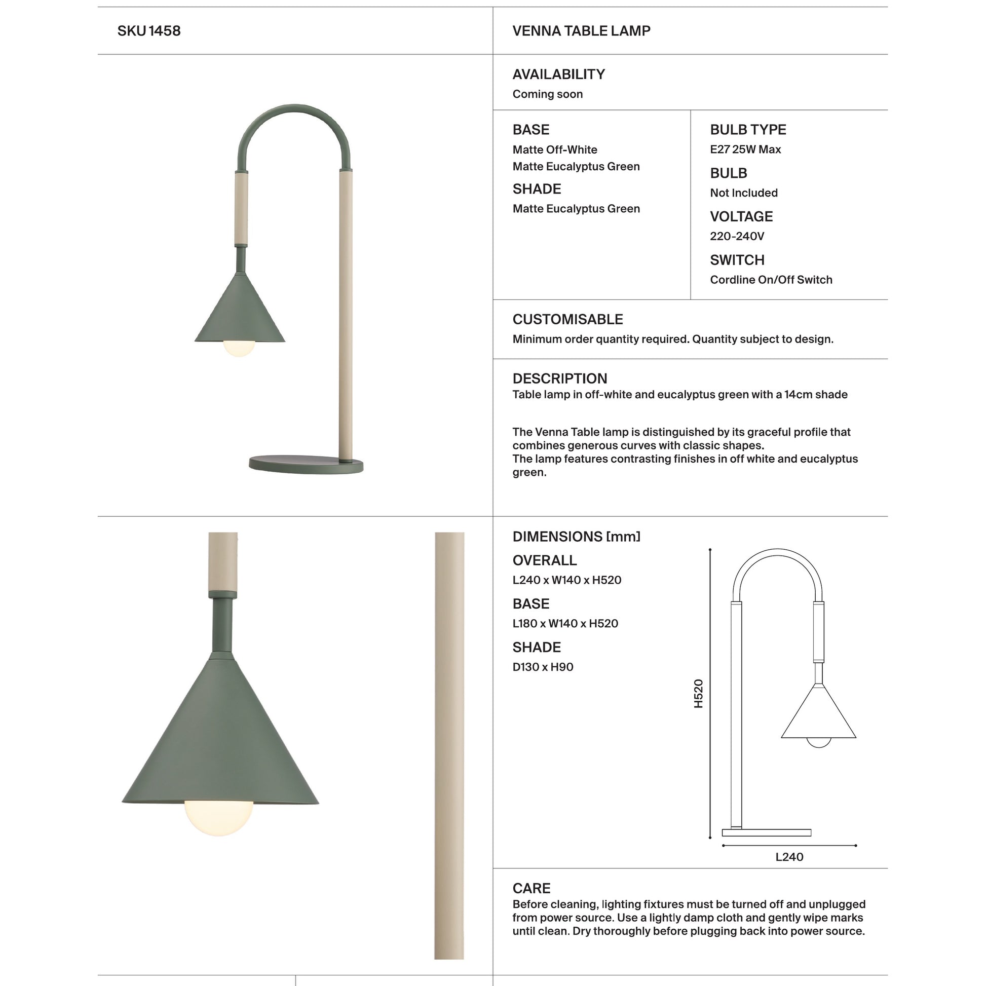 Venna Curved Table Lamp Table Lamp Mayfield Lighting