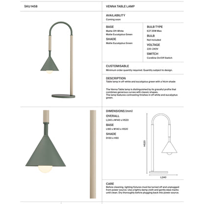 Venna Curved Table Lamp Table Lamp Mayfield Lighting