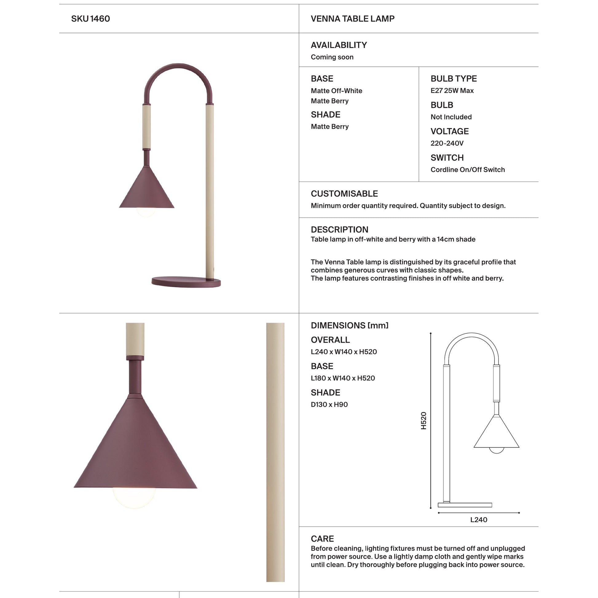 Venna Curved Table Lamp Table Lamp Mayfield Lighting