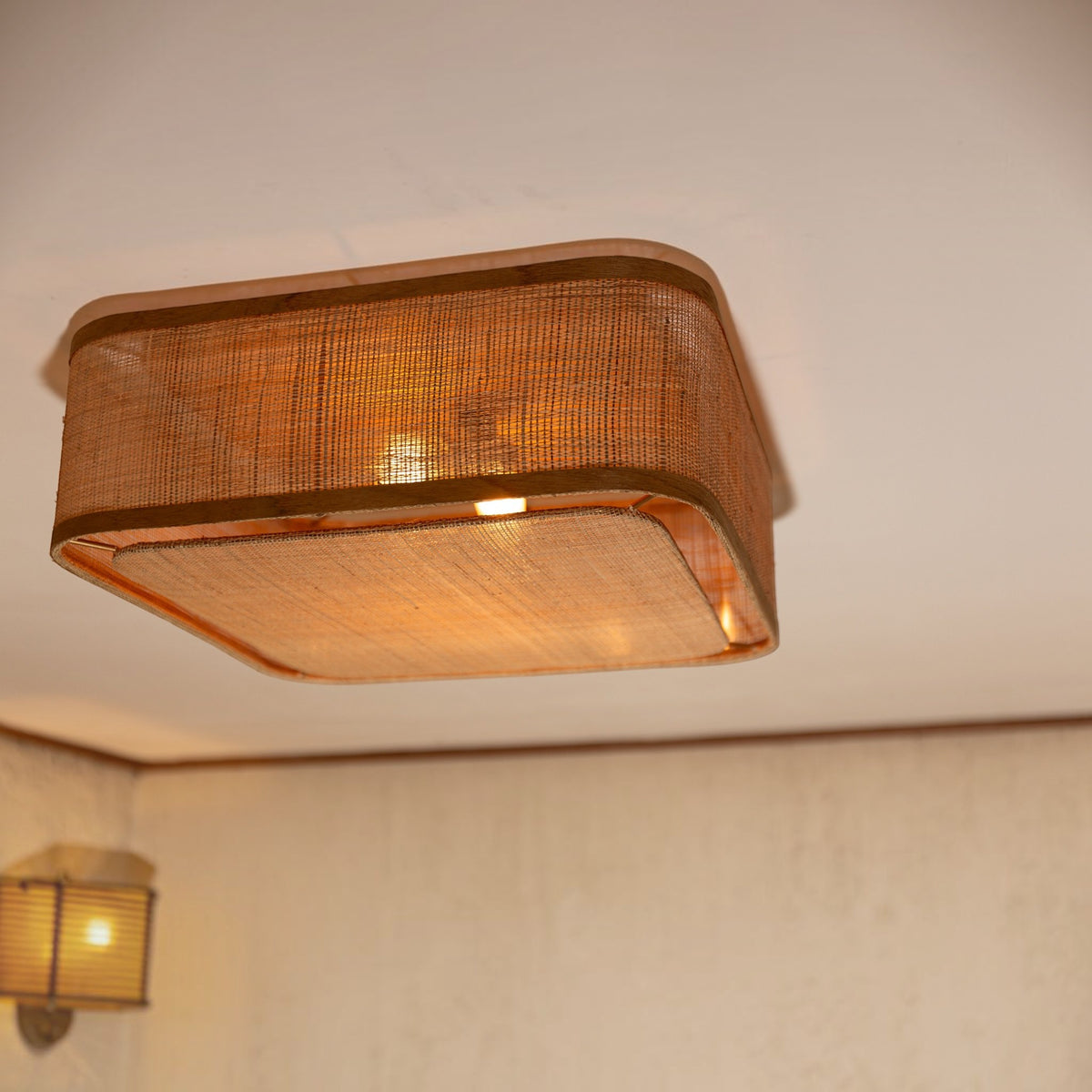Wien Natural Weave Ceiling Flush Light - Natural Rattan Ceiling Flush Mount Gypset Cargo