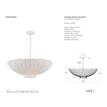AERIN Hampton Medium Reef Chandelier - Plaster White Pendant Light Bloomingdales Lighting   