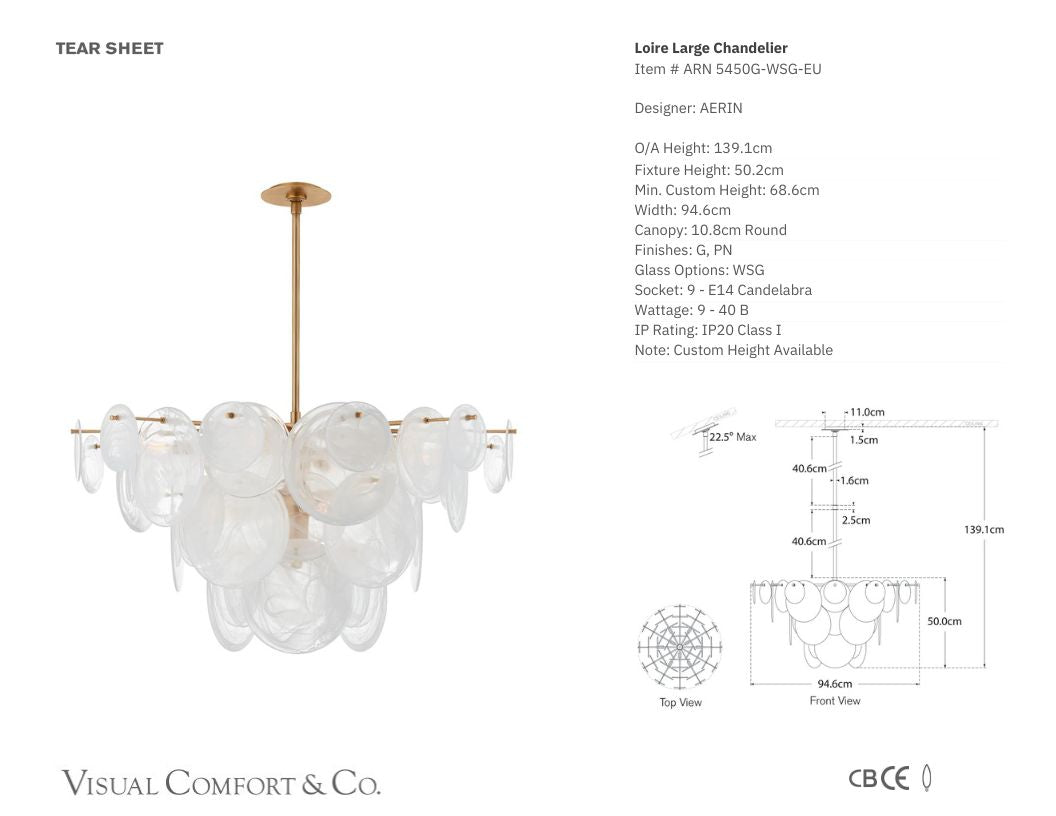 AERIN Loire Gold Large Glass Chandelier Pendant Light Bloomingdales Lighting   