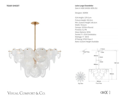 AERIN Loire Gold Large Glass Chandelier Pendant Light Bloomingdales Lighting   