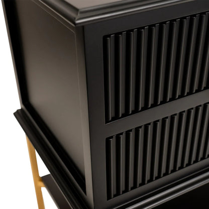 Aimee Large Two Drawer Bedside Table - Black Bedside Table Cafe Lighting & Living   
