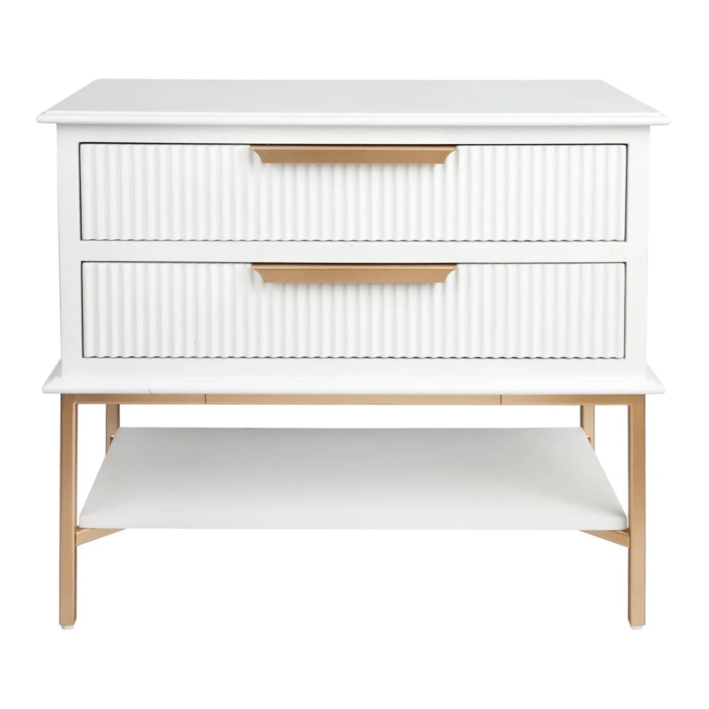Aimee Large Two Drawer Bedside Table - Black Bedside Table Cafe Lighting & Living White Large 