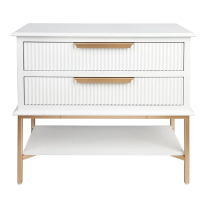 Aimee Large Two Drawer Bedside Table - Black Bedside Table Cafe Lighting & Living White Large 