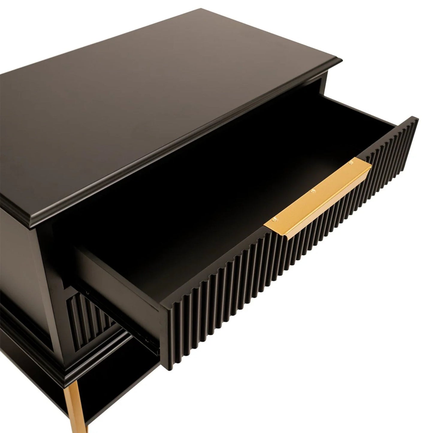 Aimee Large Two Drawer Bedside Table - Black Bedside Table Cafe Lighting & Living   