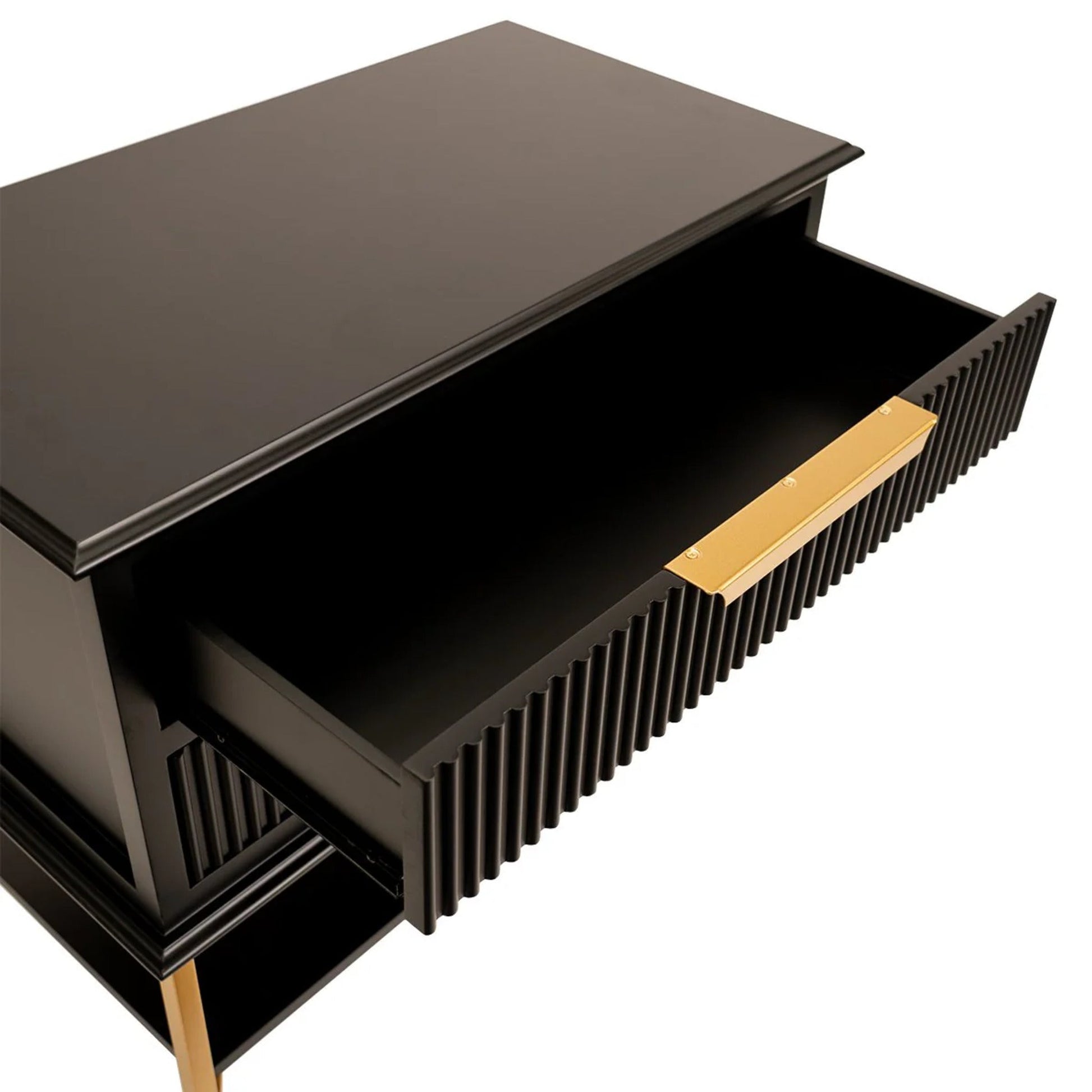 Aimee Large Two Drawer Bedside Table - Black Bedside Table Cafe Lighting & Living   