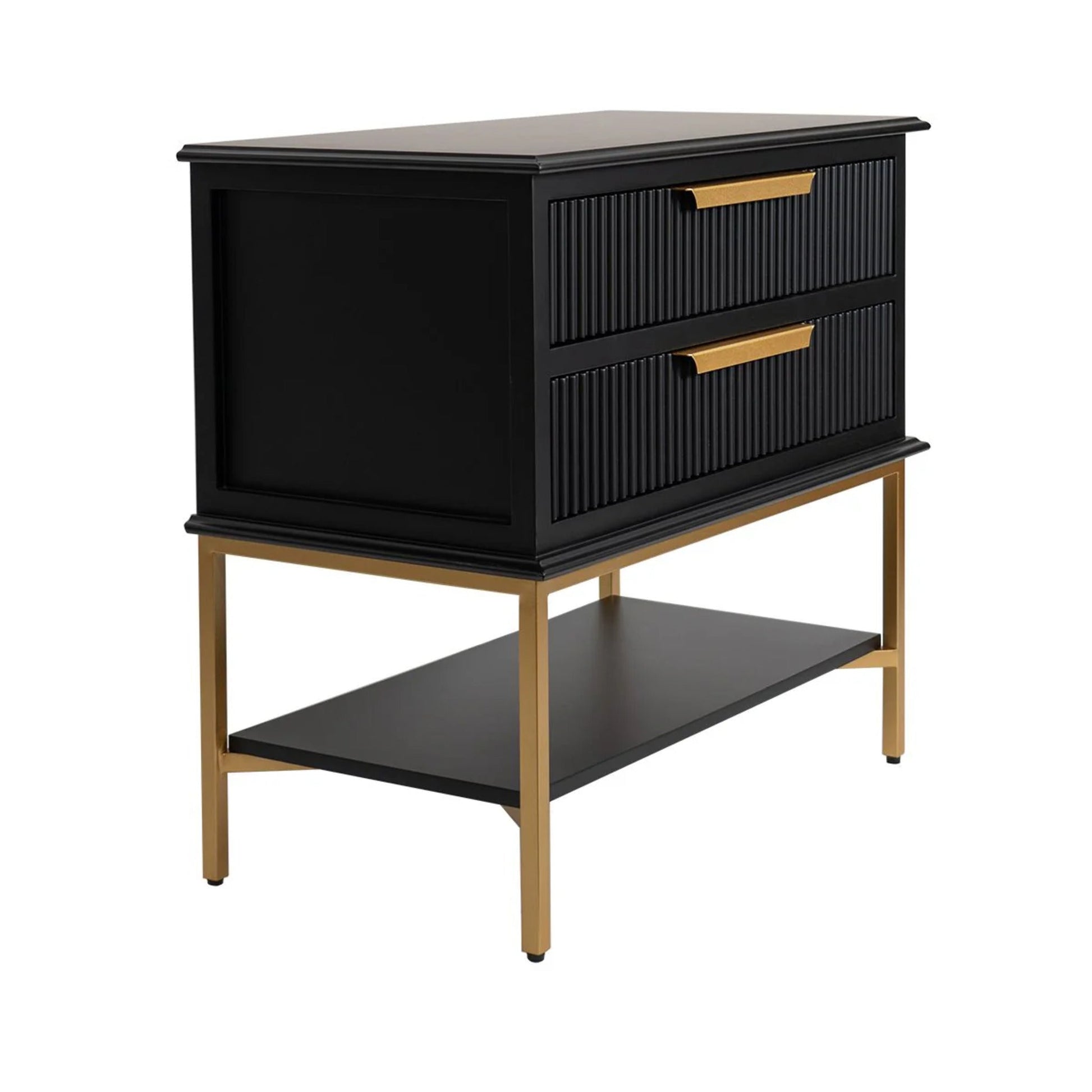 Aimee Large Two Drawer Bedside Table - Black Bedside Table Cafe Lighting & Living   