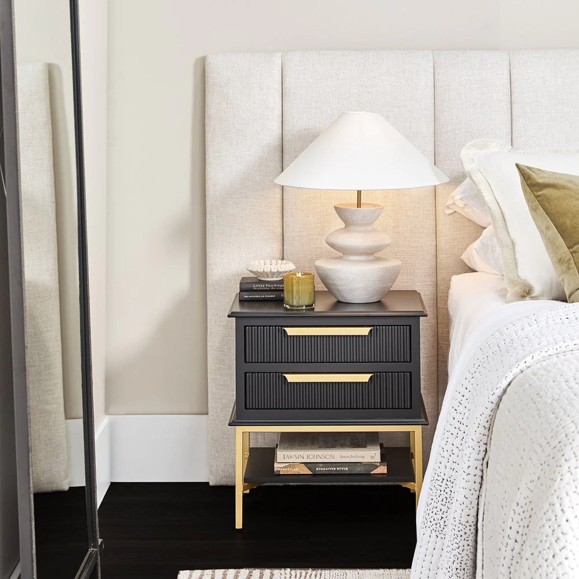 Aimee Small Two Drawer Bedside Table - Black Bedside Table Cafe Lighting & Living   