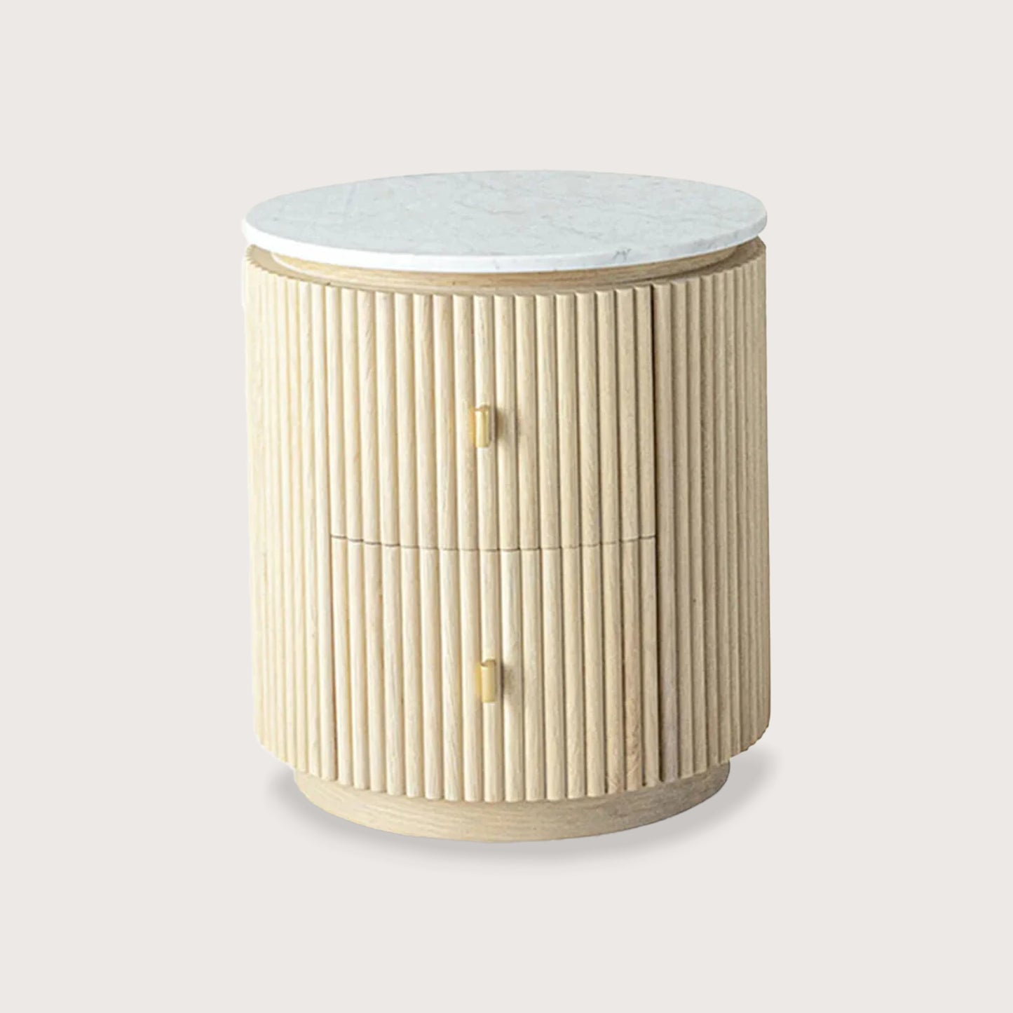 Allure Circular Marble Bedside Table - Dark Oak Bedside Table Raffine Light Oak