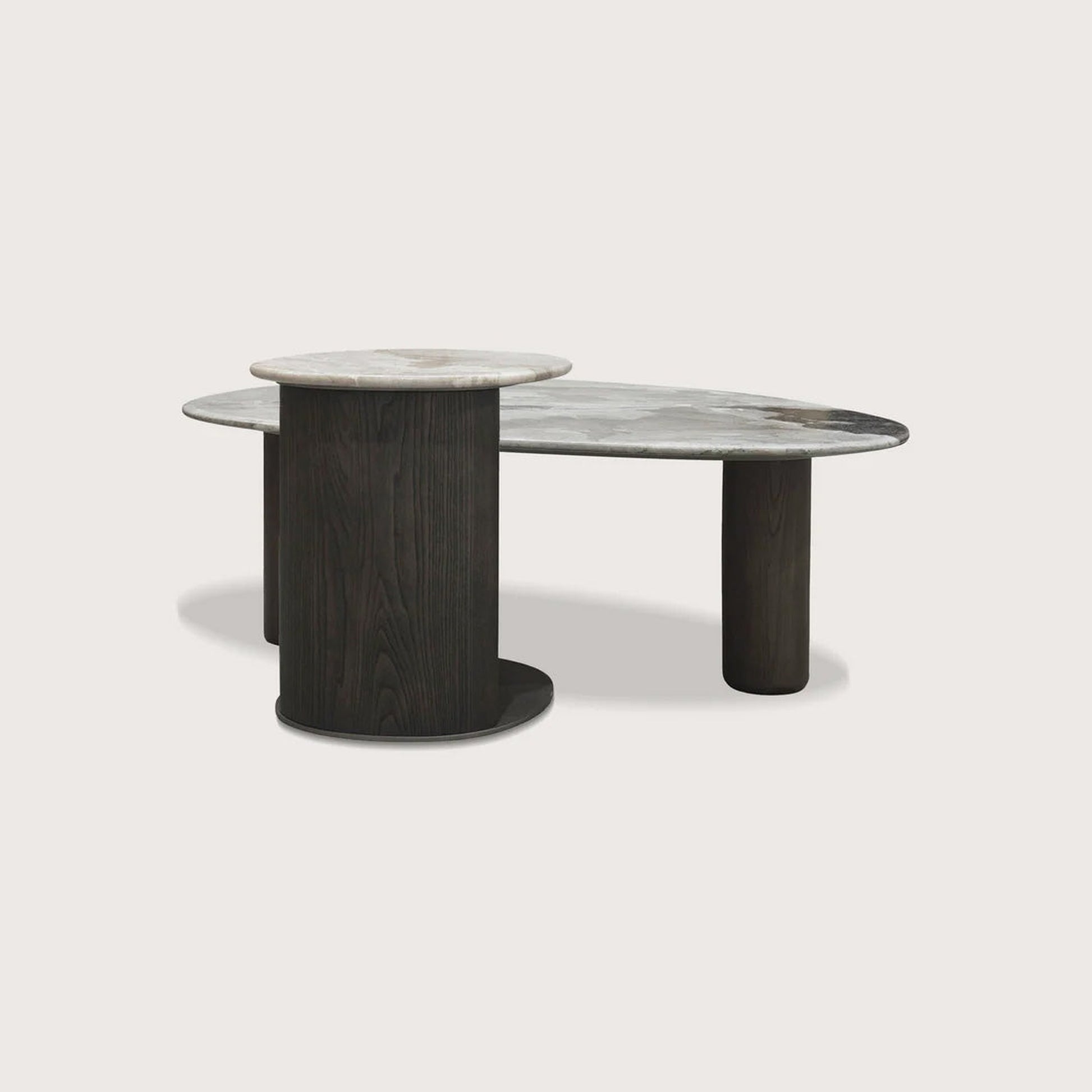 Alpine Organically Shaped Marble Coffee Table - Oak Coffee Table Raffine