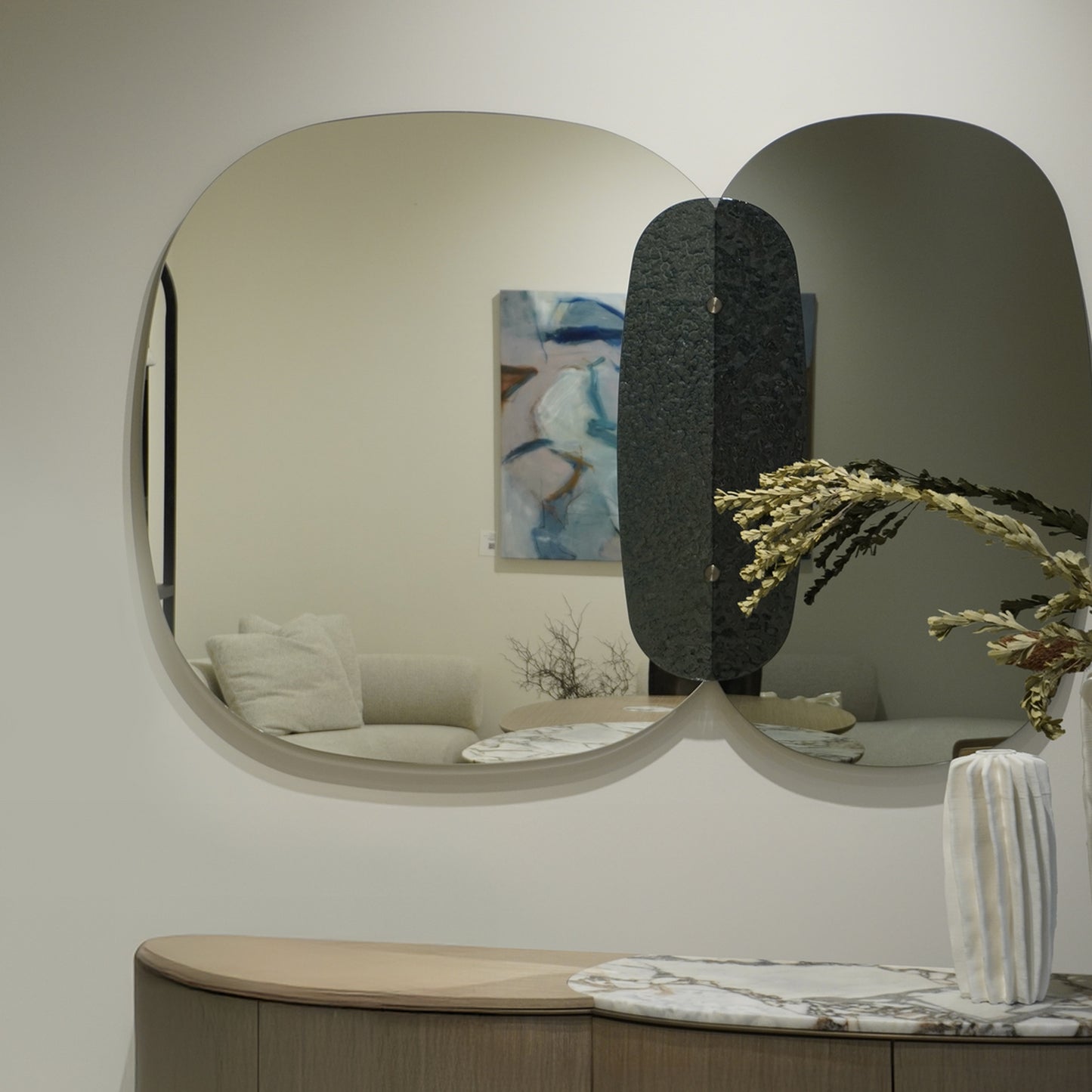 Amara Glass Mirror - Brushed Aluminium Mirror Raffine