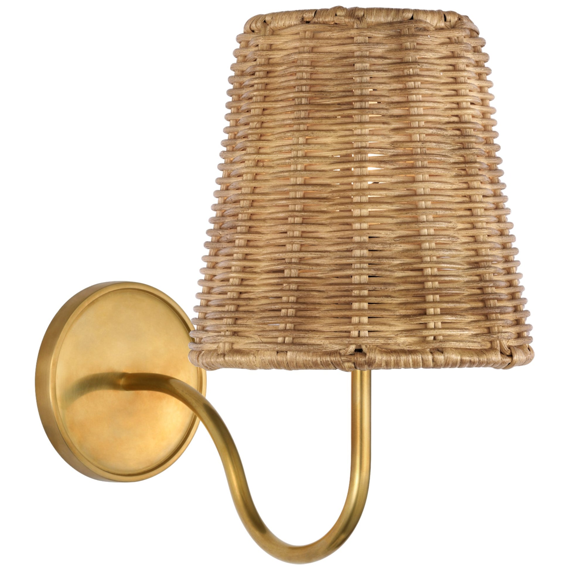Amber Lewis Lyndsie Small Natural Wicker Wall Sconce - Brass Wall Light Bloomingdales Lighting   